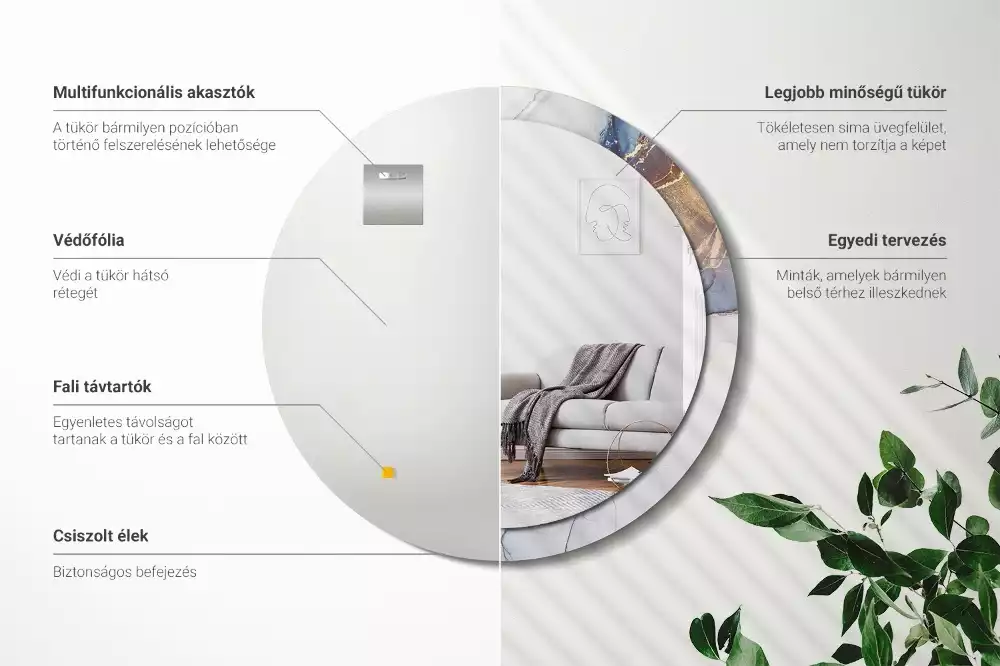 Kerek tükör fali dísz Absztrakt művészet