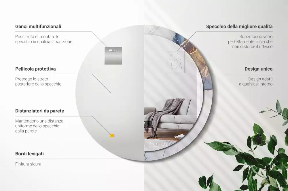 Kerek tükör fali dísz Absztrakt művészet