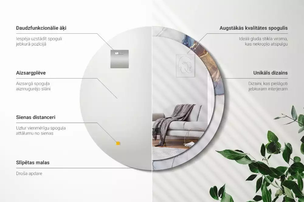 Kerek tükör fali dísz Absztrakt művészet