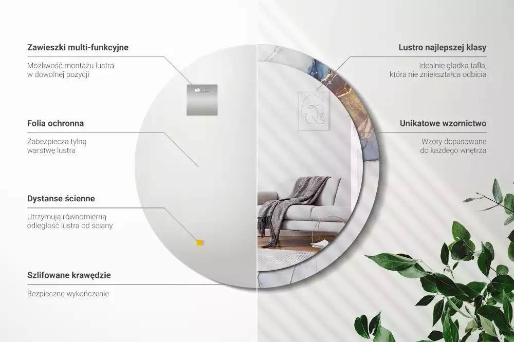 Kerek tükör fali dísz Absztrakt művészet