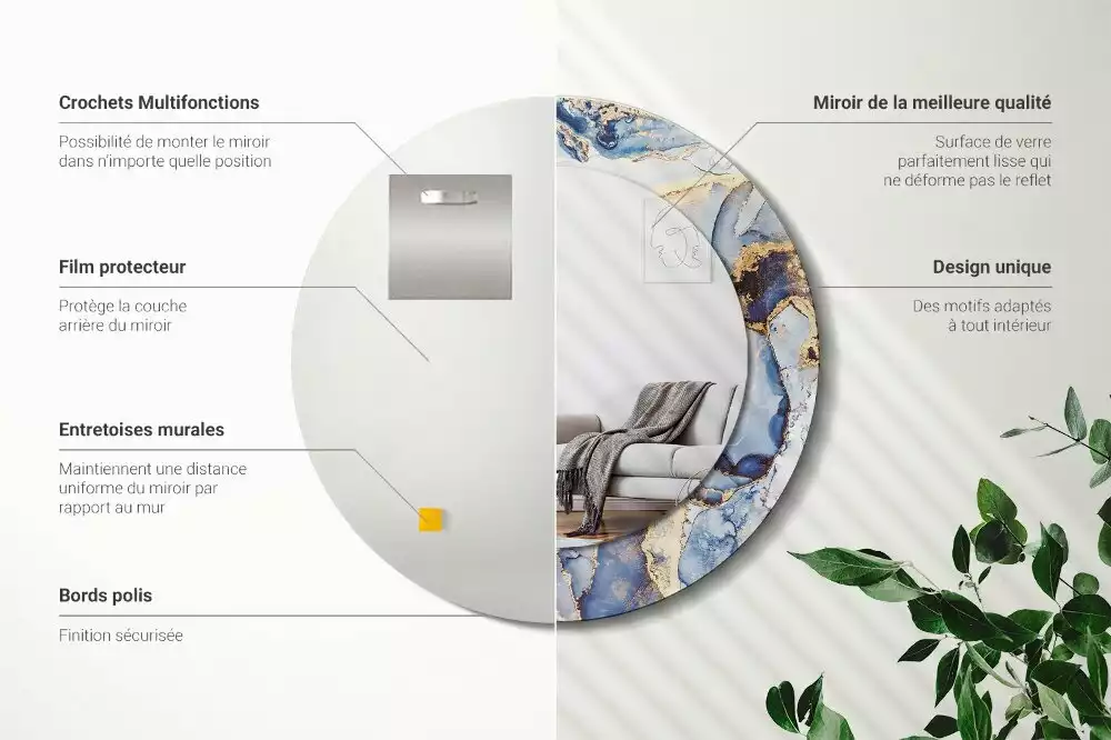 Kerek tükör fali dísz Absztrakt művészet