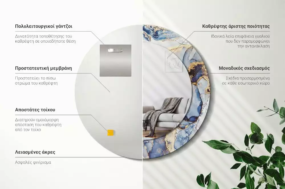 Kerek tükör fali dísz Absztrakt művészet