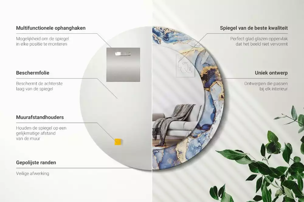 Kerek tükör fali dísz Absztrakt művészet