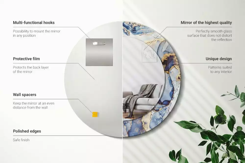 Kerek tükör fali dísz Absztrakt művészet