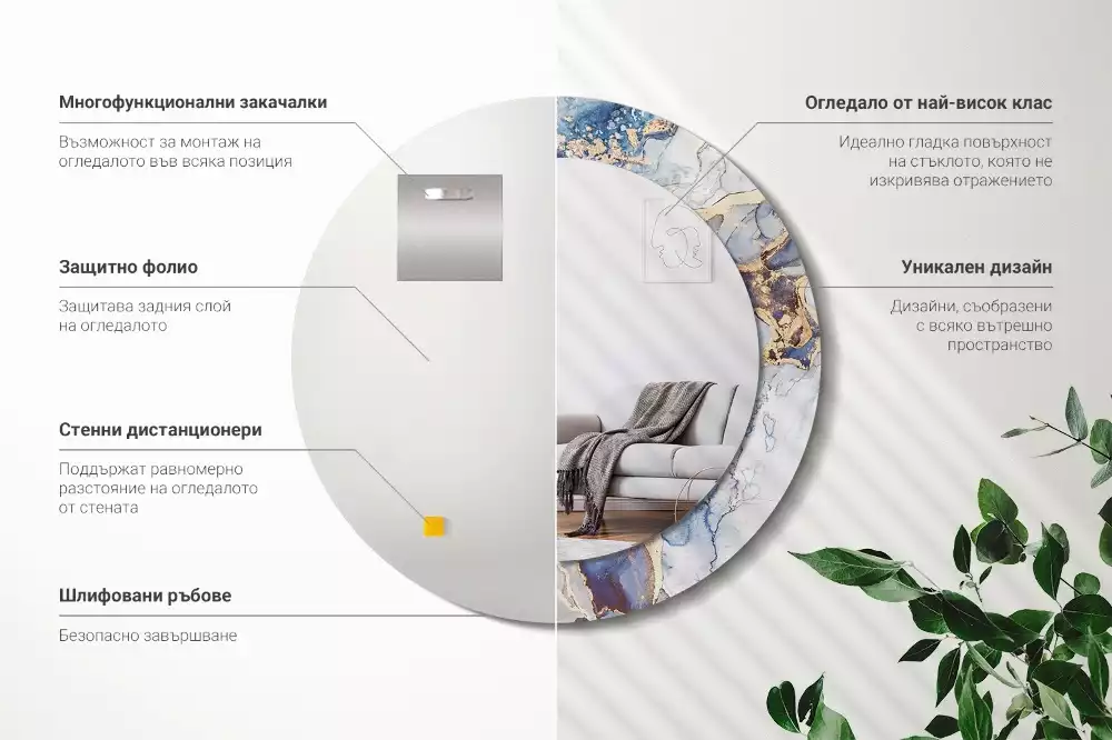 Kerek tükör fali dísz Absztrakt művészet