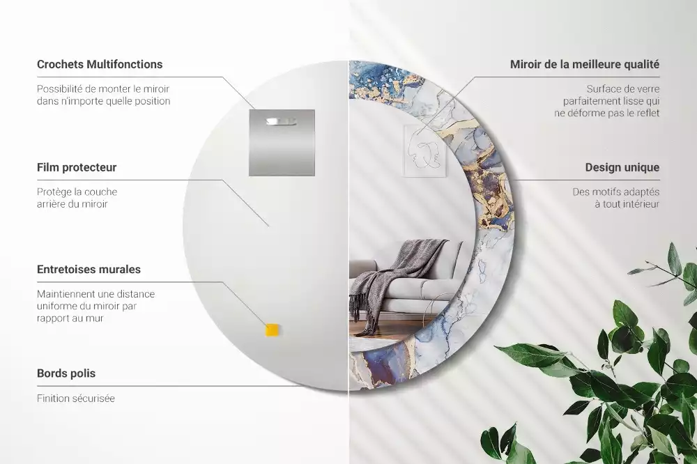 Kerek tükör fali dísz Absztrakt művészet