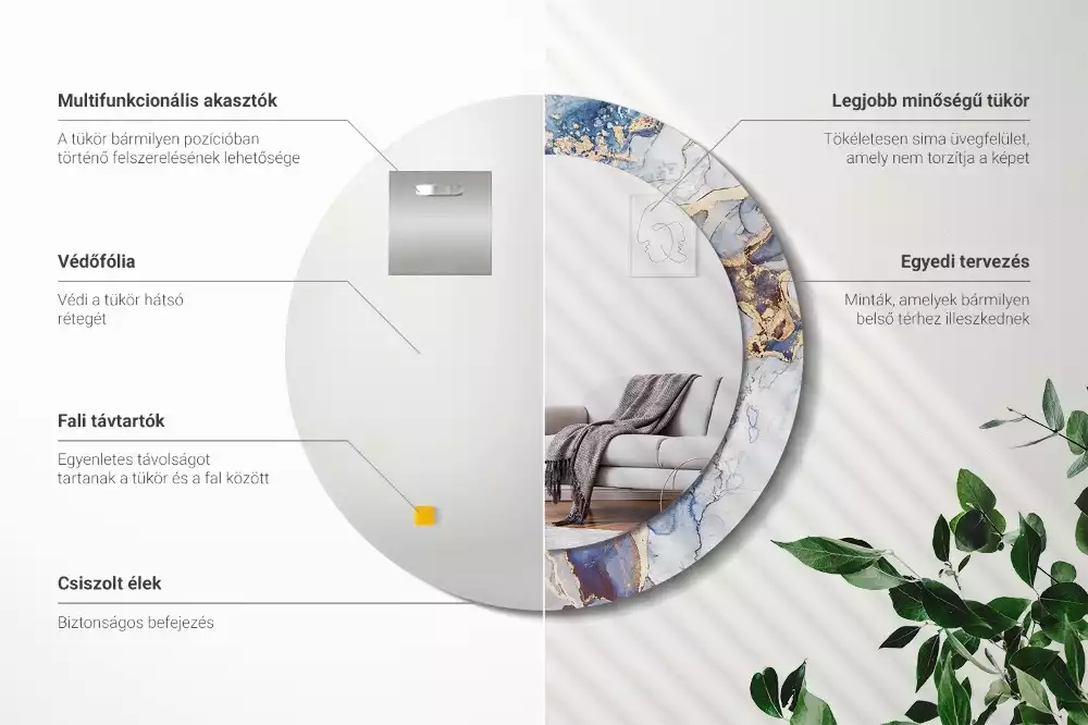 Kerek tükör fali dísz Absztrakt művészet