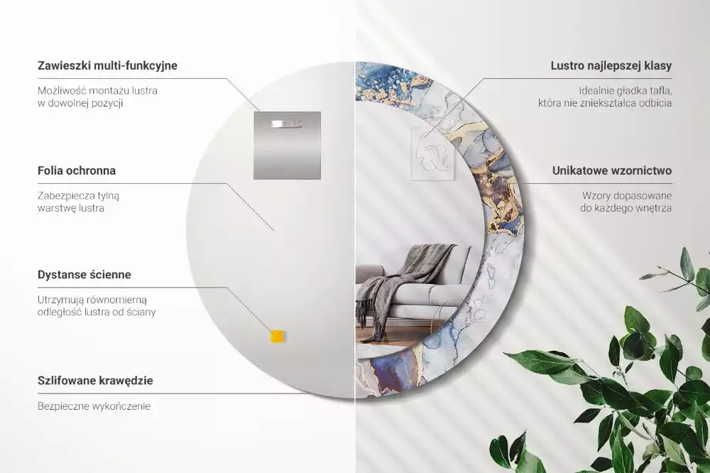 Kerek tükör fali dísz Absztrakt művészet