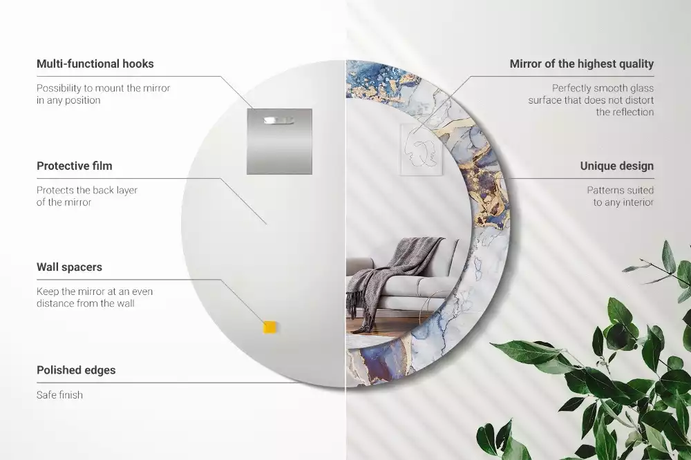 Kerek tükör fali dísz Absztrakt művészet