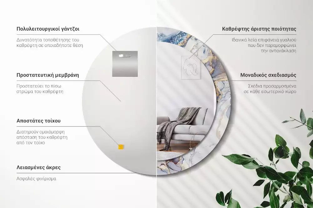 Kerek tükör fali dísz Absztrakt művészet