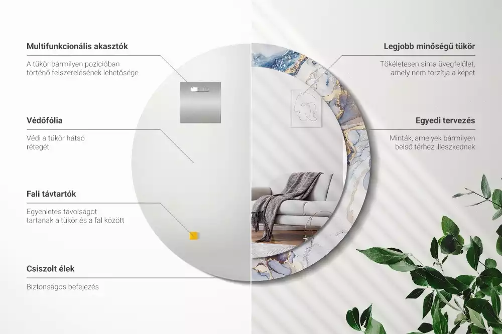 Kerek tükör fali dísz Absztrakt művészet