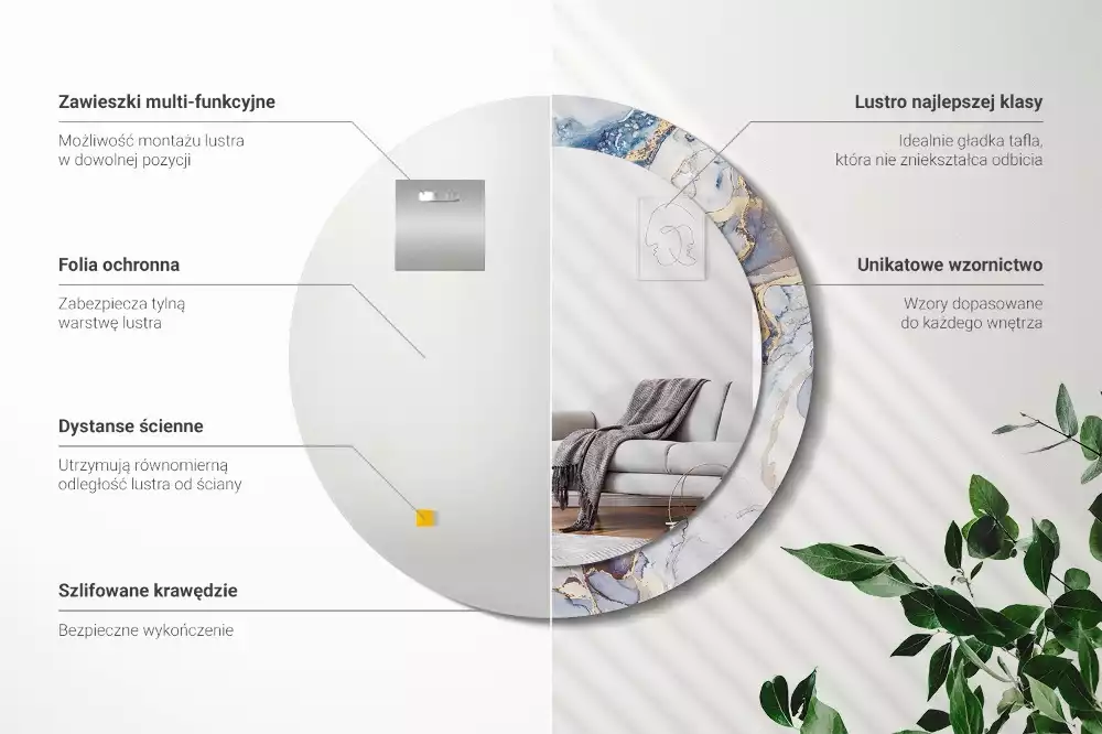 Kerek tükör fali dísz Absztrakt művészet