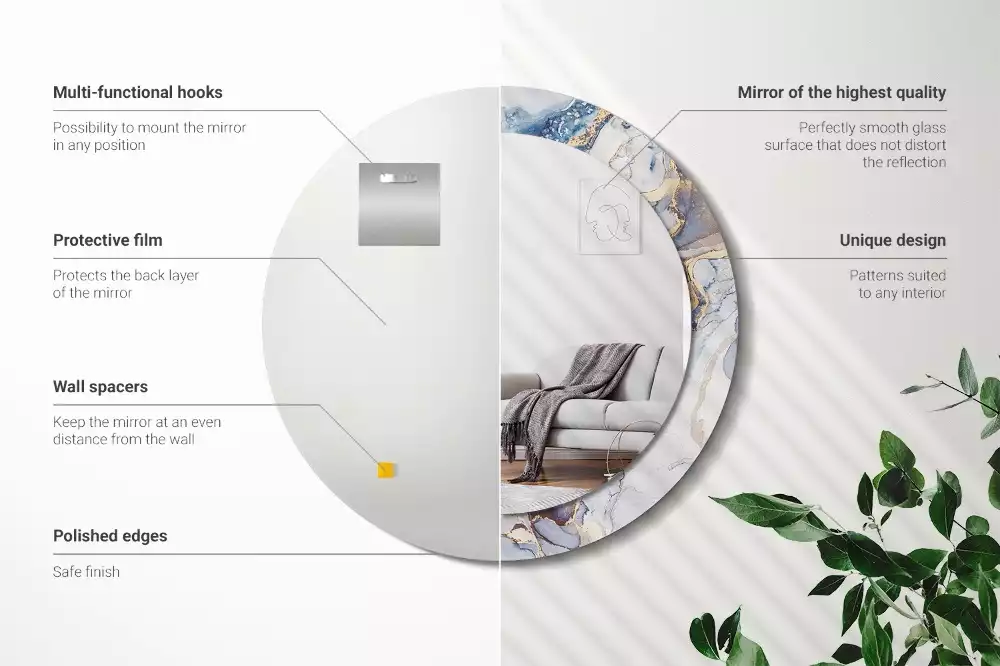 Kerek tükör fali dísz Absztrakt művészet