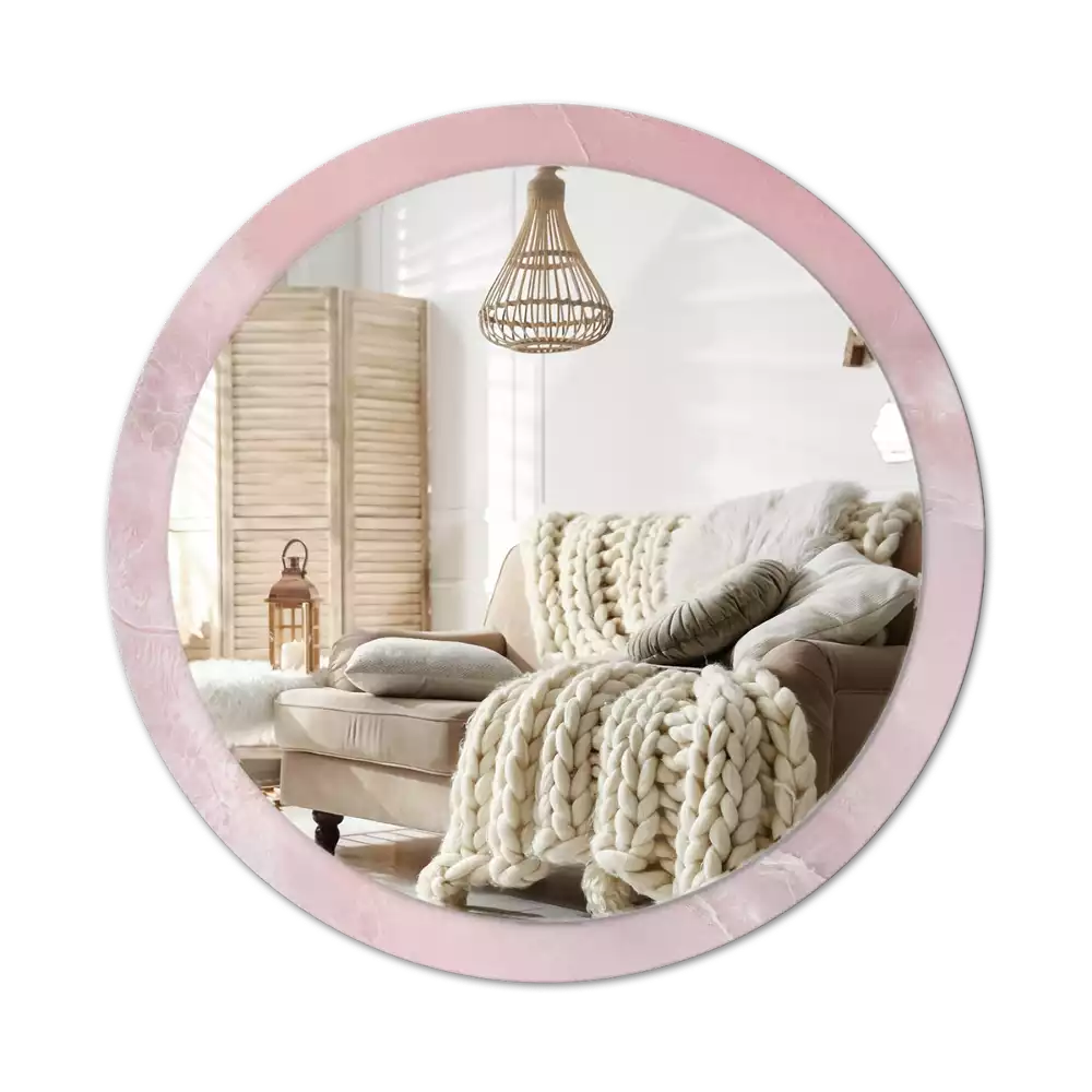 Kerek tükör fali dísz Rózsaszín kő