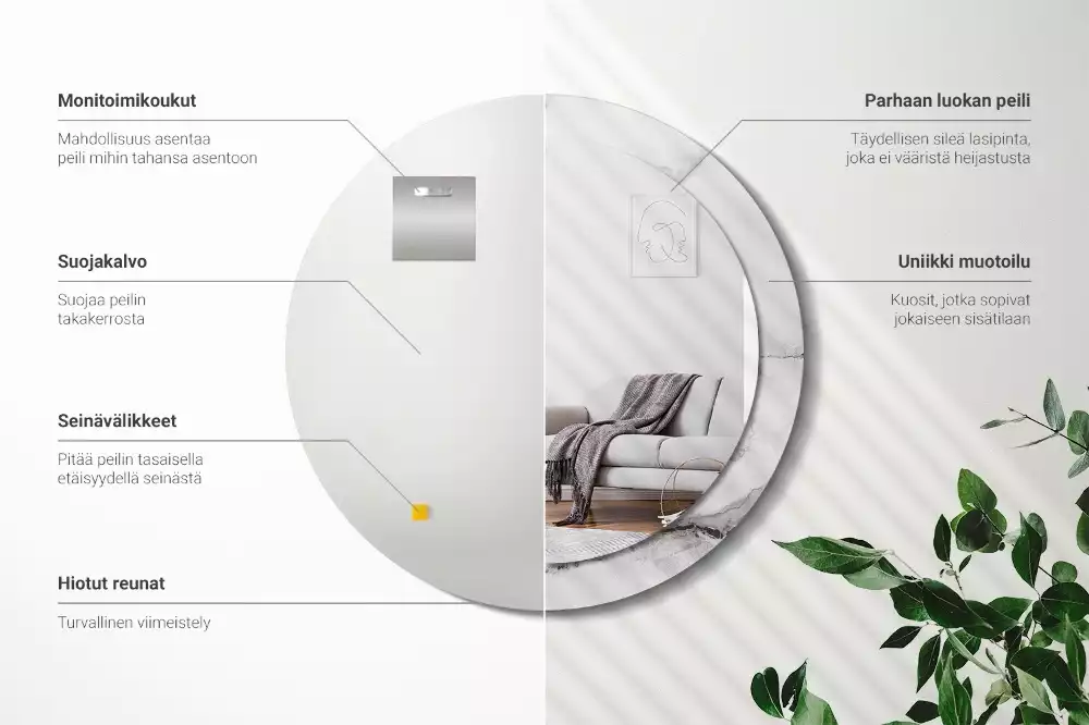 Kerek tükör fali dísz Fehér márvány