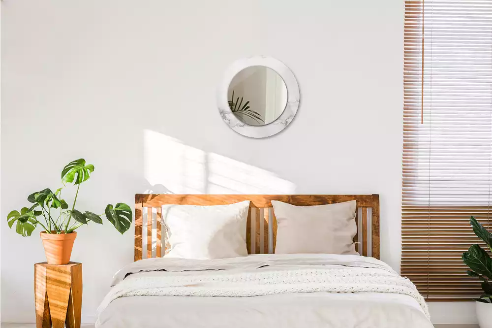 Kerek tükör fali dísz Fehér márvány