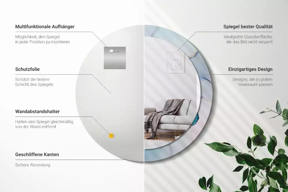 Kerek tükör fali dísz Absztrakt folyadék