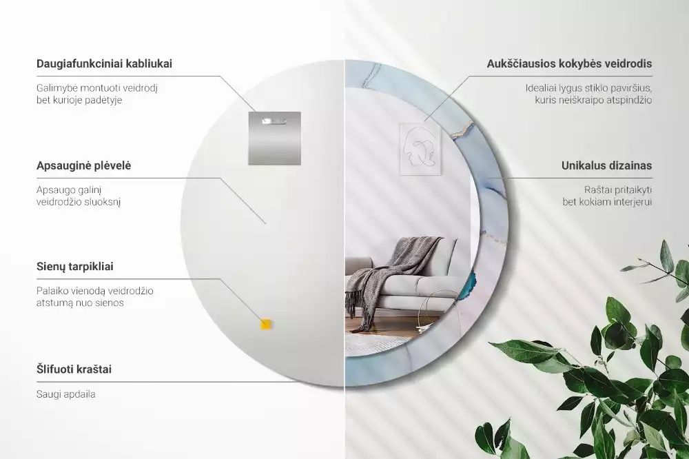 Kerek tükör fali dísz Absztrakt folyadék