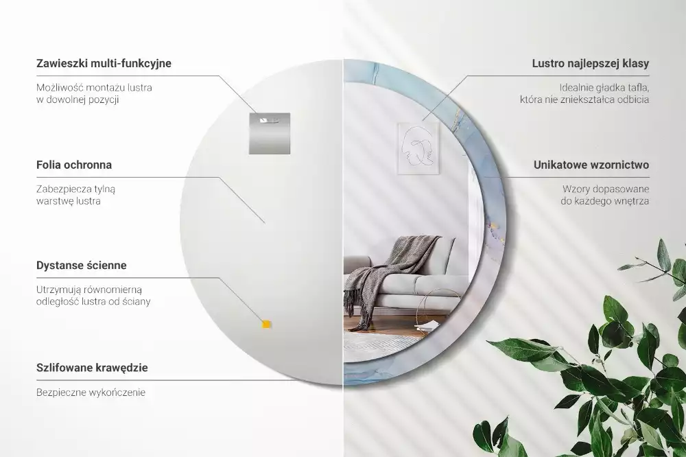 Kerek tükör fali dísz Absztrakt folyadék