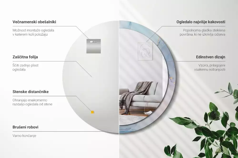 Kerek tükör fali dísz Absztrakt folyadék