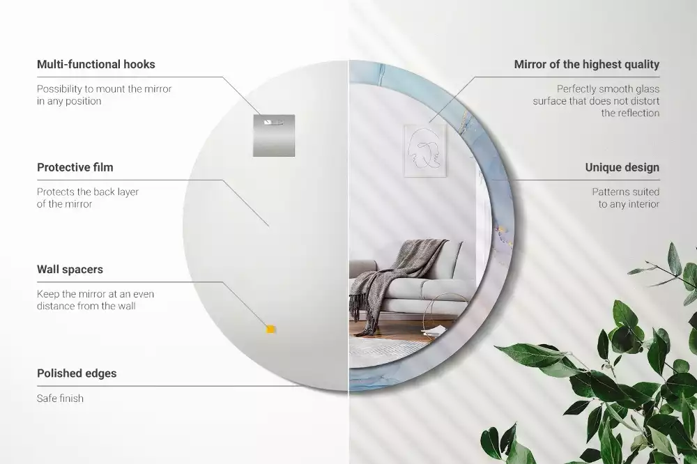 Kerek tükör fali dísz Absztrakt folyadék