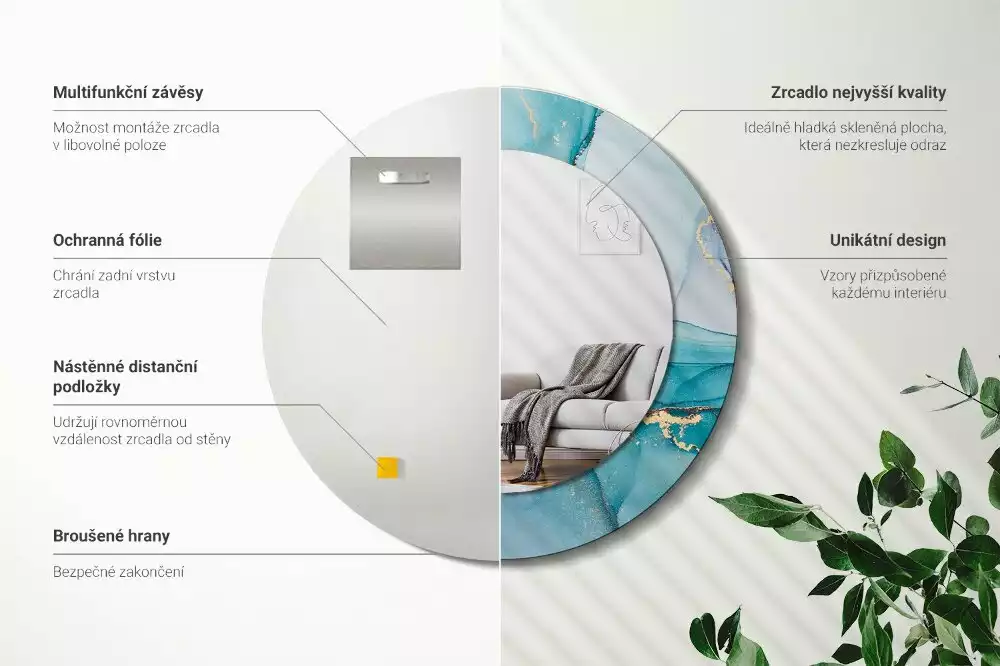 Kerek tükör fali dísz Absztrakt folyadék