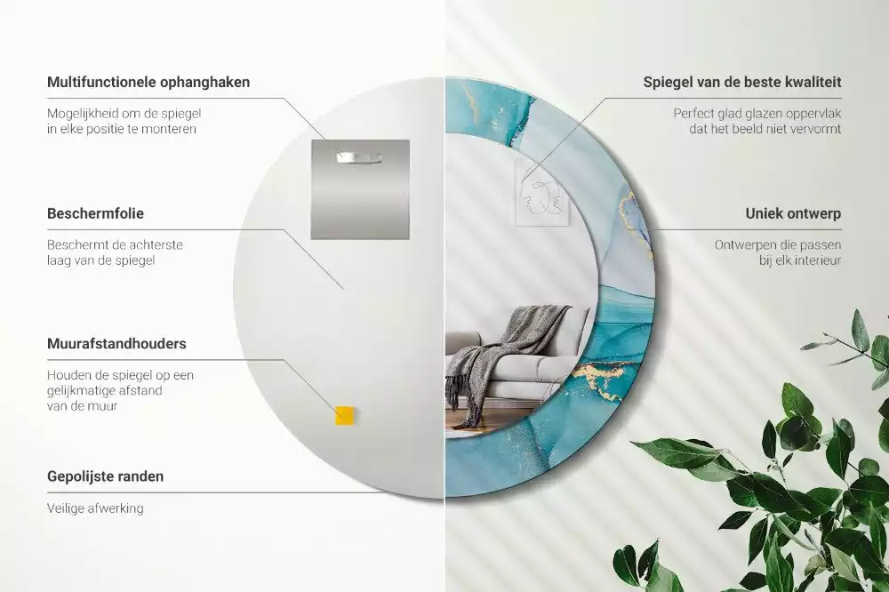 Kerek tükör fali dísz Absztrakt folyadék