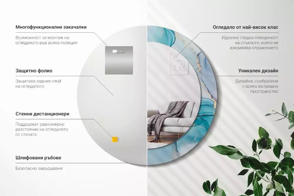 Kerek tükör fali dísz Absztrakt folyadék