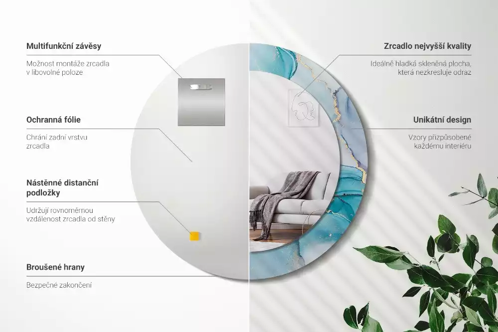 Kerek tükör fali dísz Absztrakt folyadék