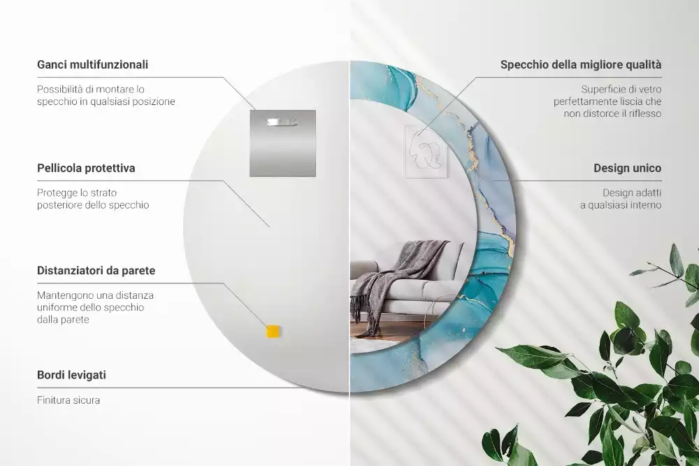 Kerek tükör fali dísz Absztrakt folyadék