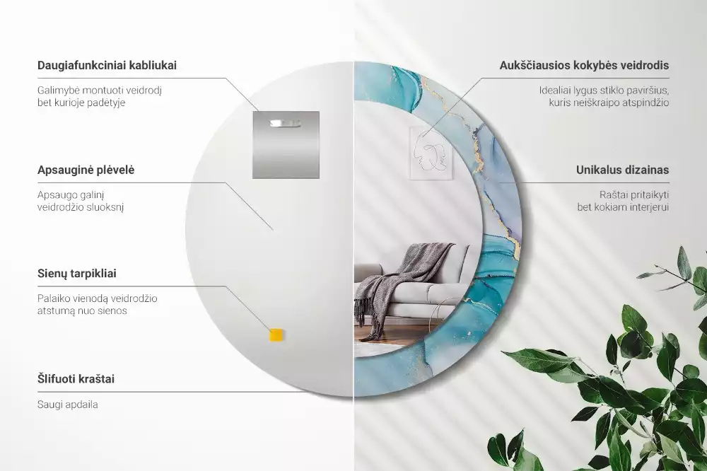 Kerek tükör fali dísz Absztrakt folyadék