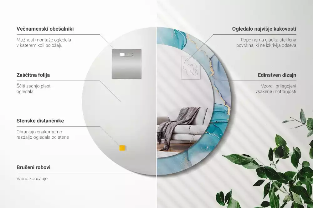 Kerek tükör fali dísz Absztrakt folyadék