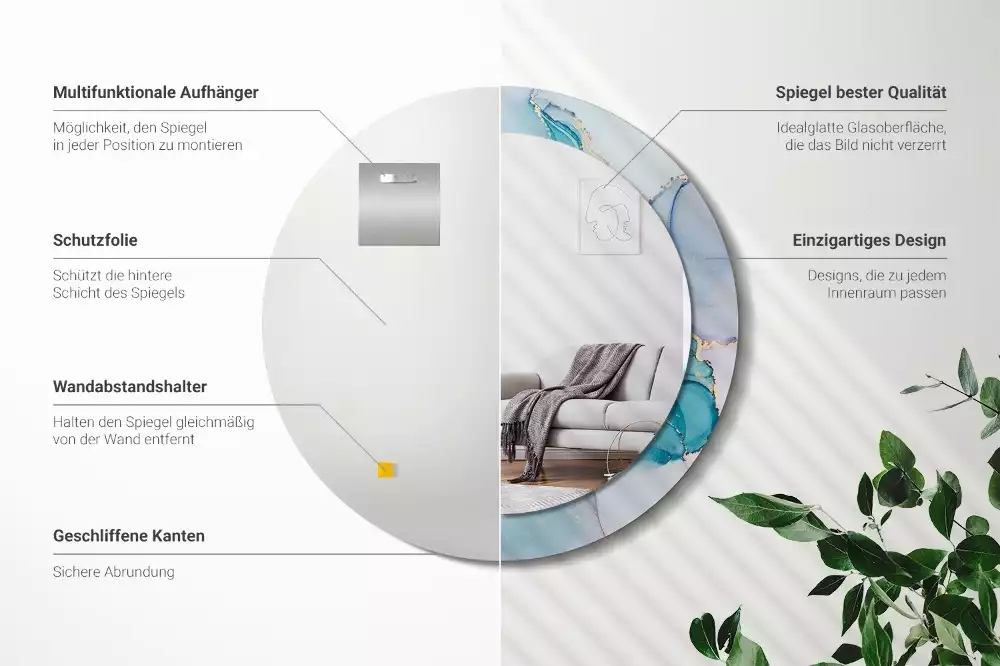 Kerek tükör fali dísz Absztrakt folyadék