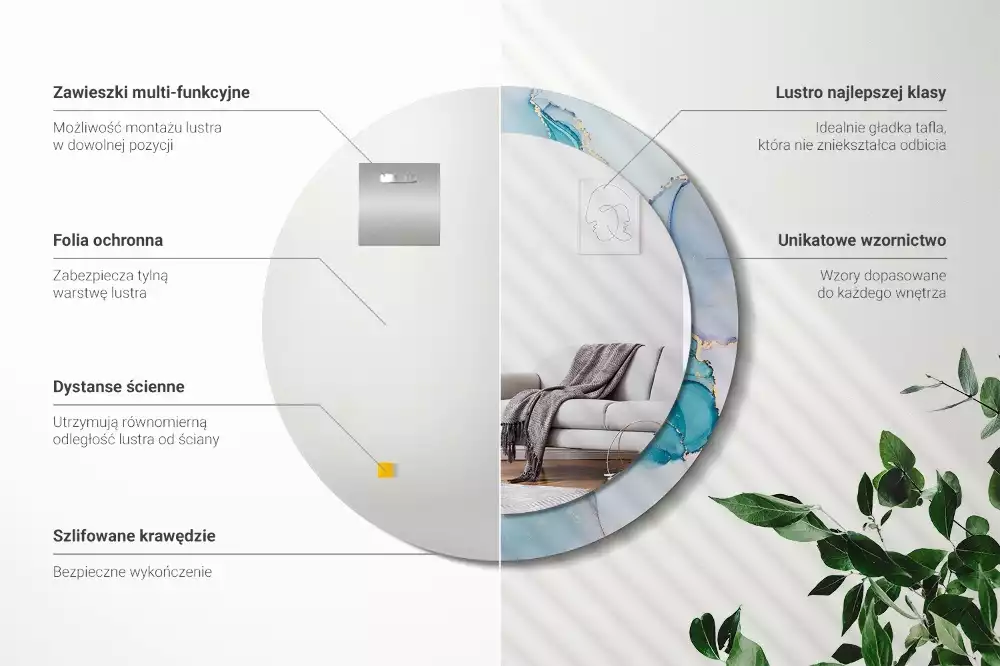 Kerek tükör fali dísz Absztrakt folyadék