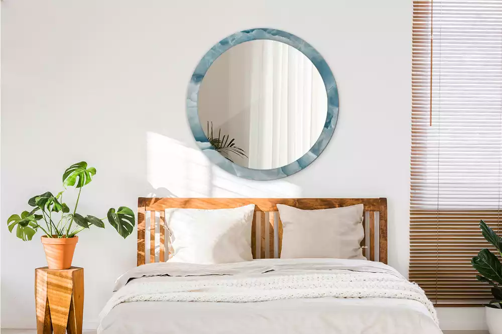 Kerek tükör fali dísz Kék ónix márvány