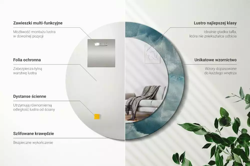 Kerek tükör fali dísz Kék ónix márvány