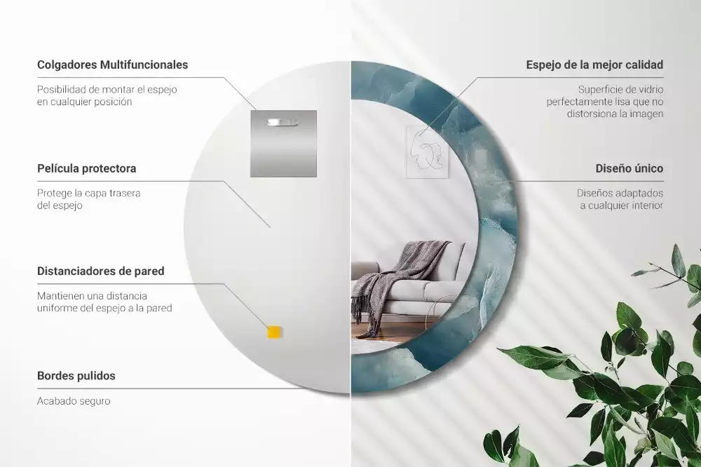 Kerek tükör fali dísz Kék ónix márvány