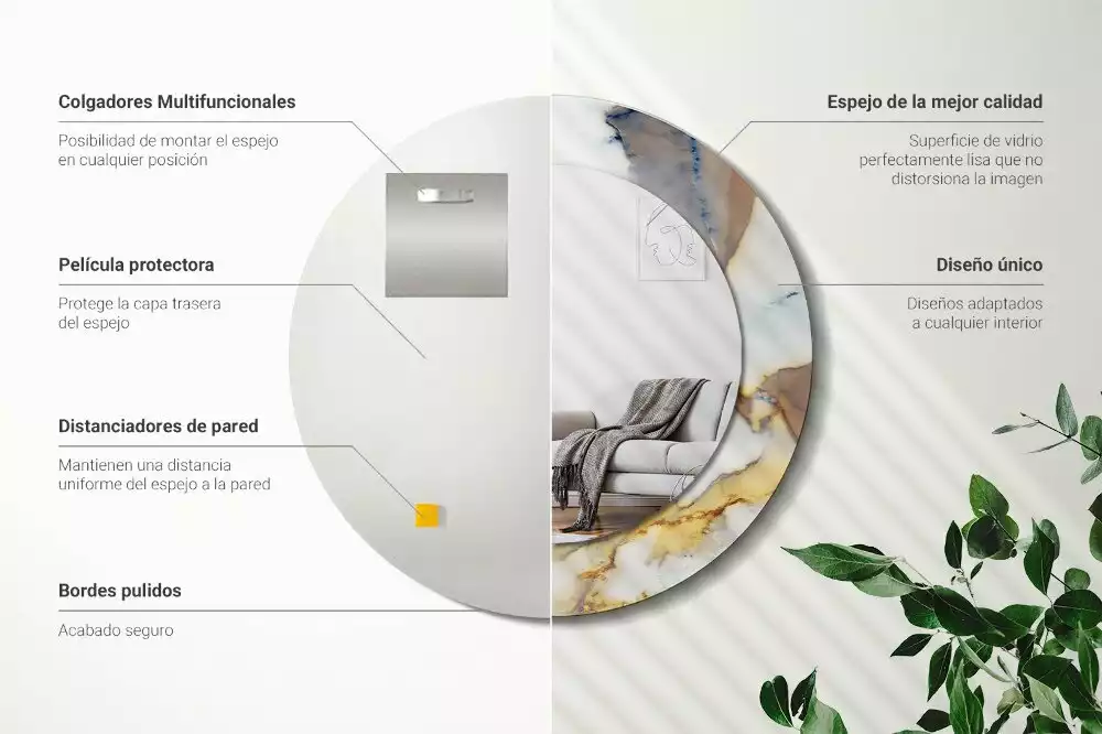 Kerek tükör fali dísz Fehér márvány