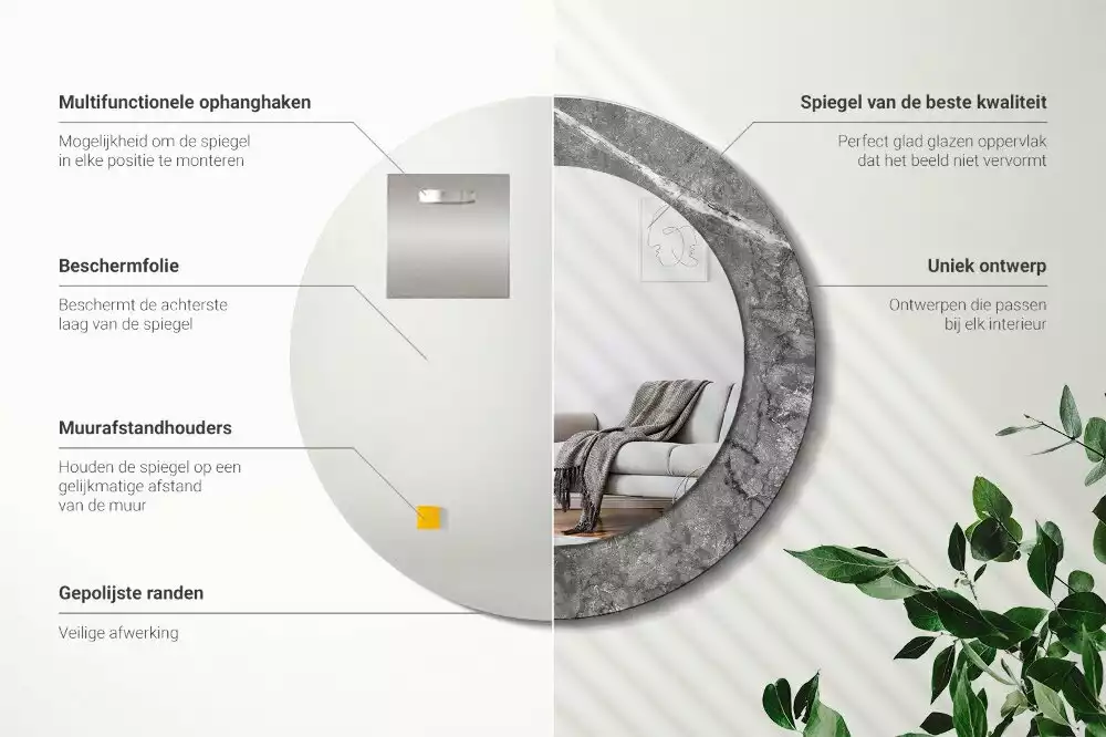 Kerek tükör fali dísz Rusztikus márvány