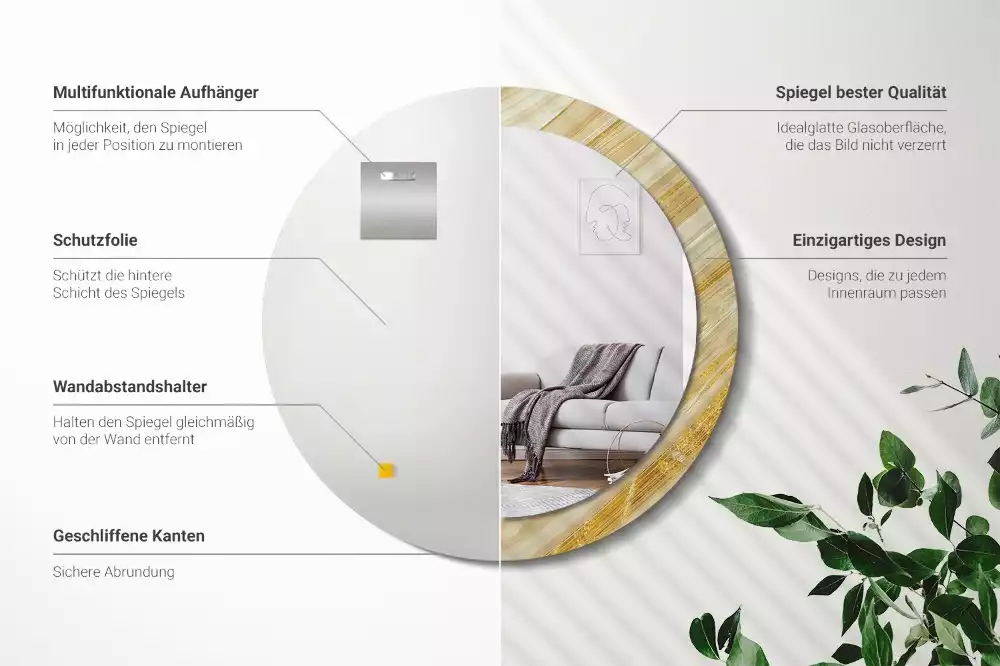 Kerek tükör fali dísz Absztrakt minta