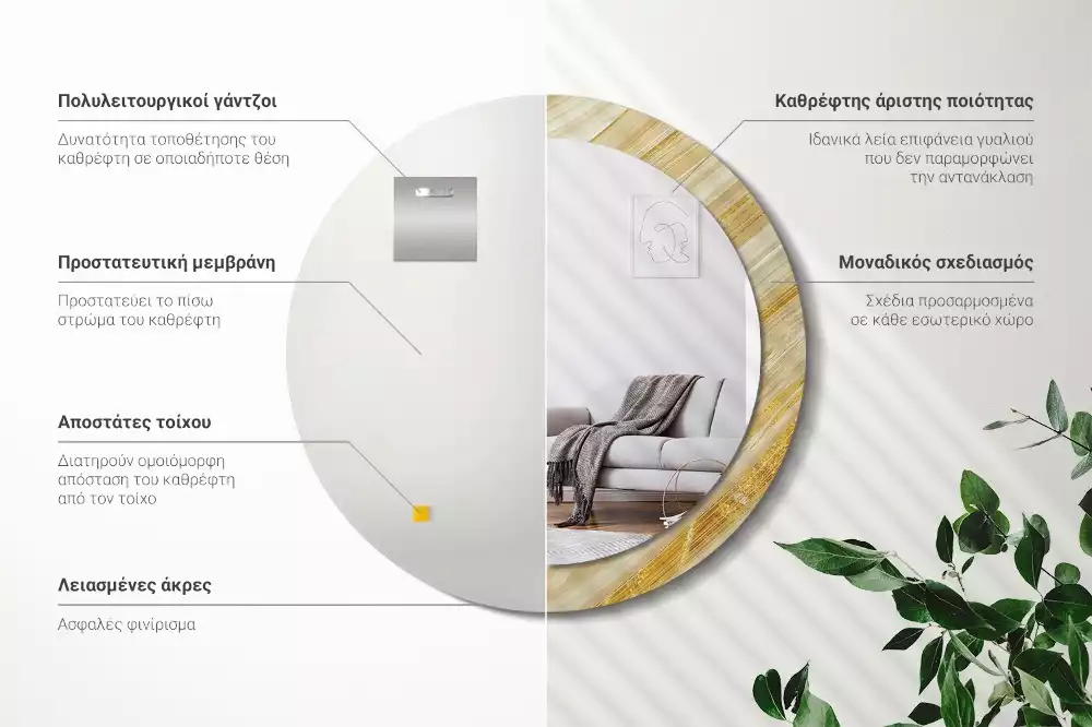 Kerek tükör fali dísz Absztrakt minta