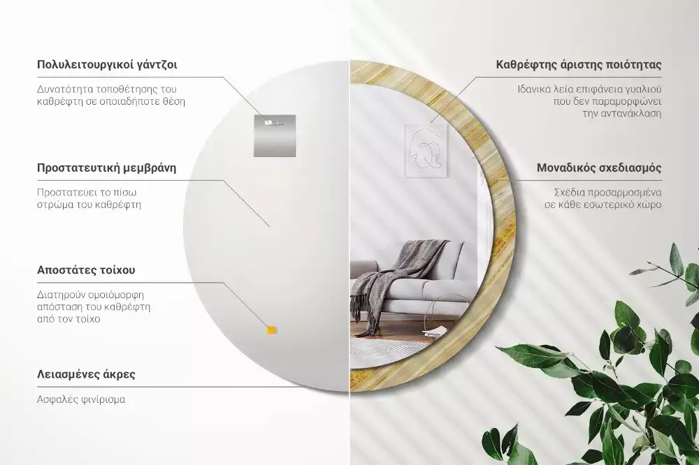 Kerek tükör fali dísz Absztrakt minta