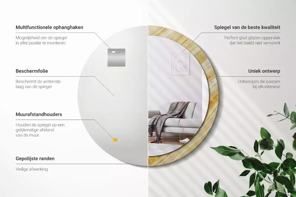 Kerek tükör fali dísz Absztrakt minta