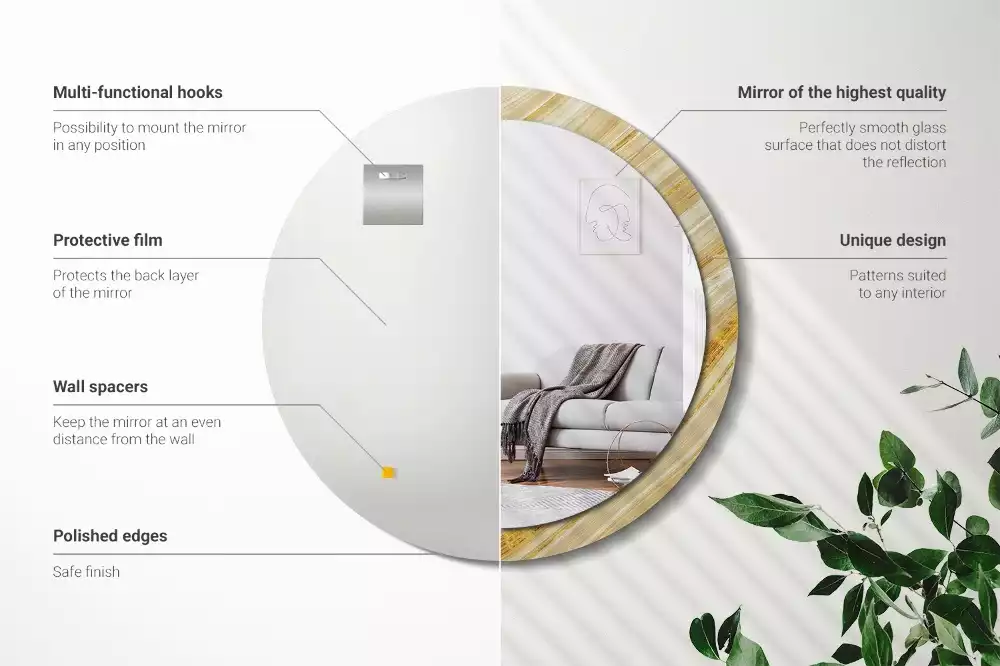 Kerek tükör fali dísz Absztrakt minta