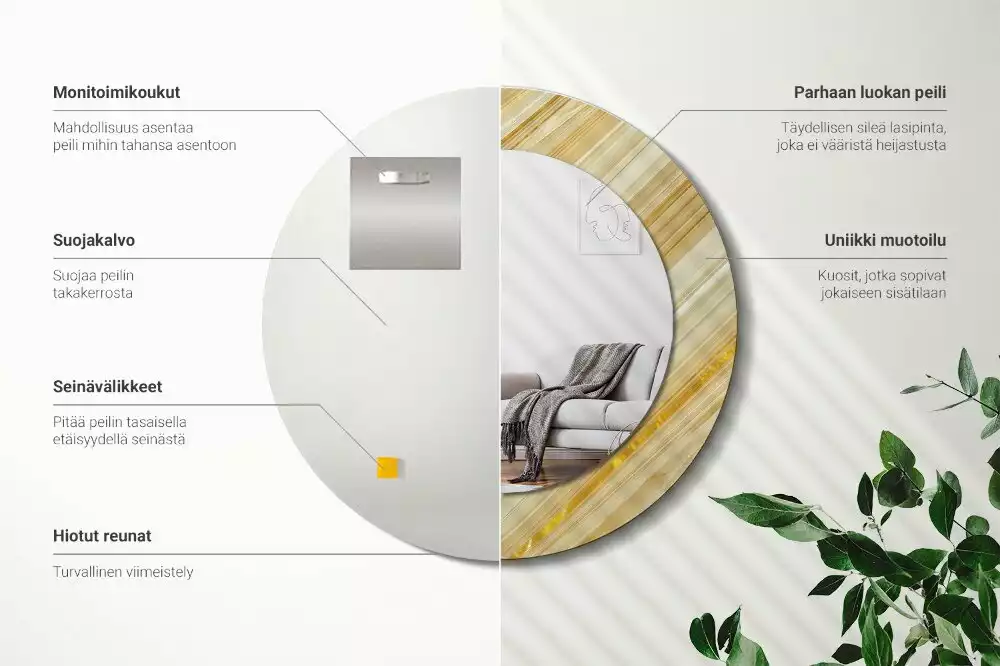 Kerek tükör fali dísz Absztrakt minta