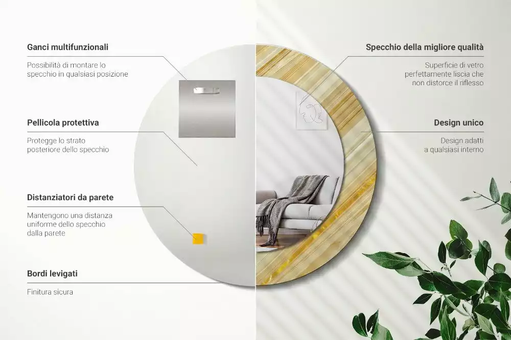 Kerek tükör fali dísz Absztrakt minta