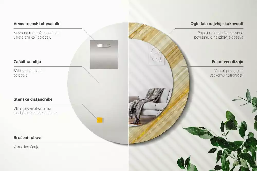 Kerek tükör fali dísz Absztrakt minta