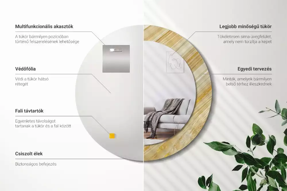 Kerek tükör fali dísz Absztrakt minta