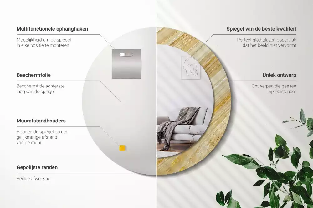 Kerek tükör fali dísz Absztrakt minta