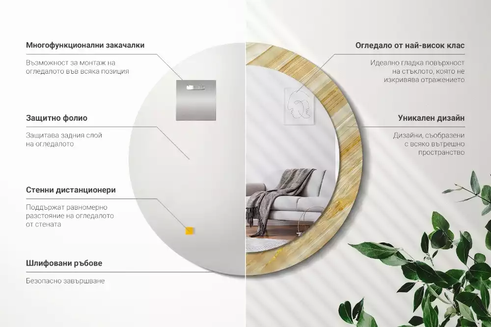 Kerek tükör fali dísz Absztrakt minta